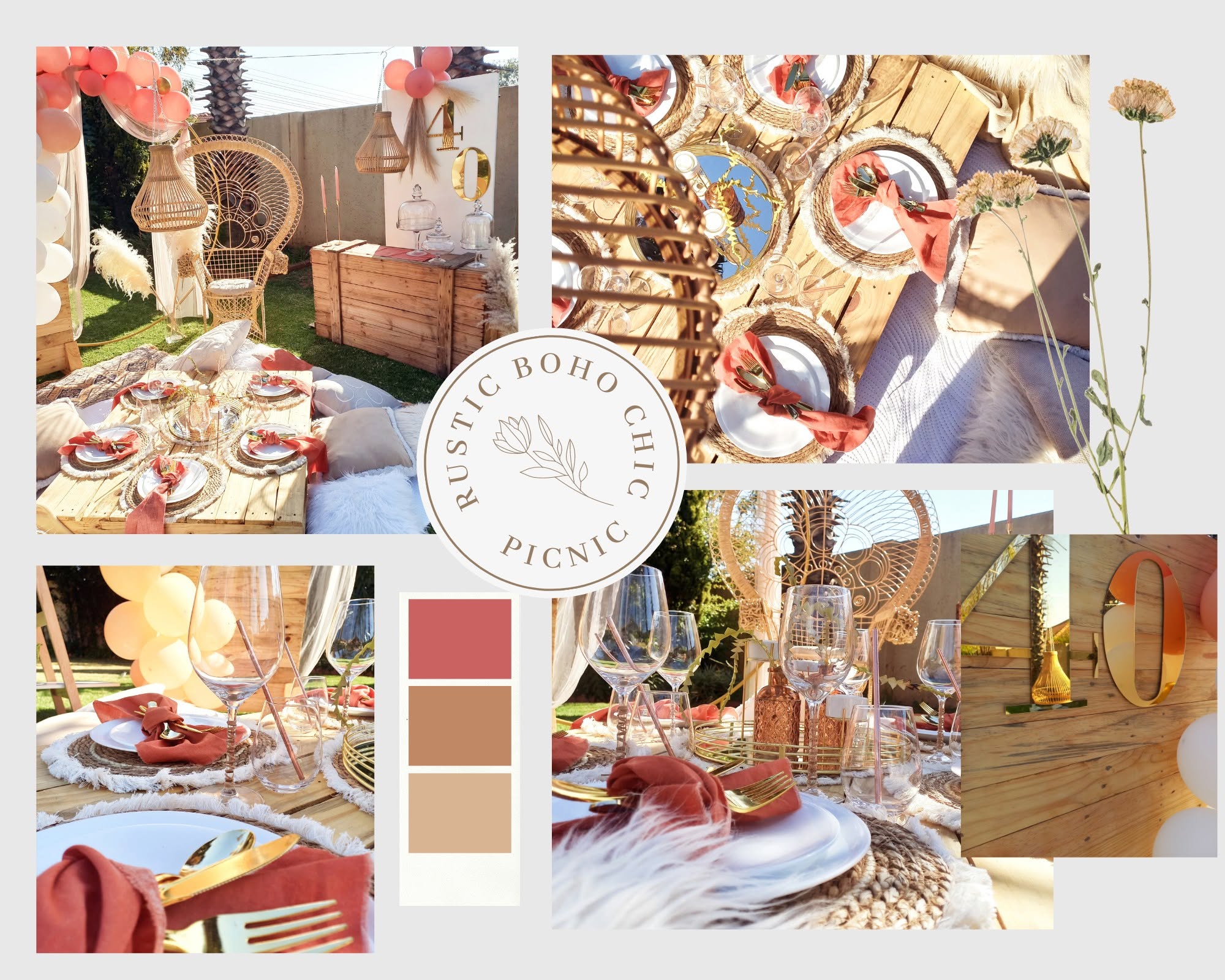 Stylish birthday or milestone celebration with coordinated event decor