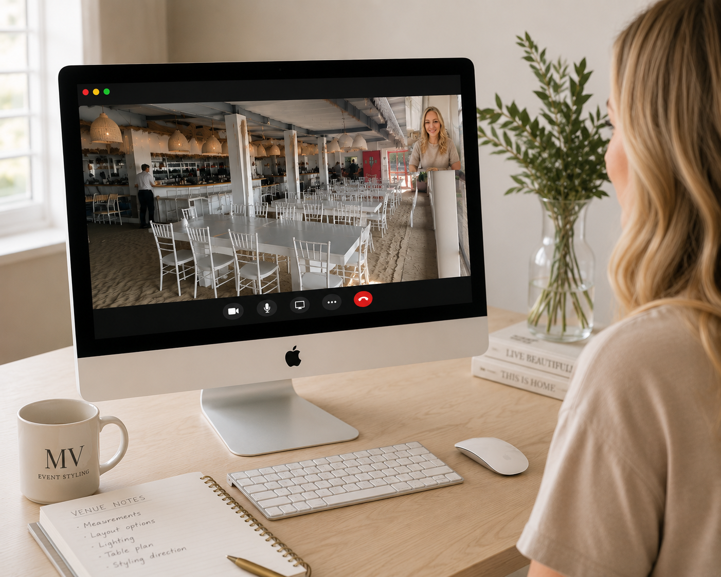 Remote event styling planning using event inspiration venue information and professional design