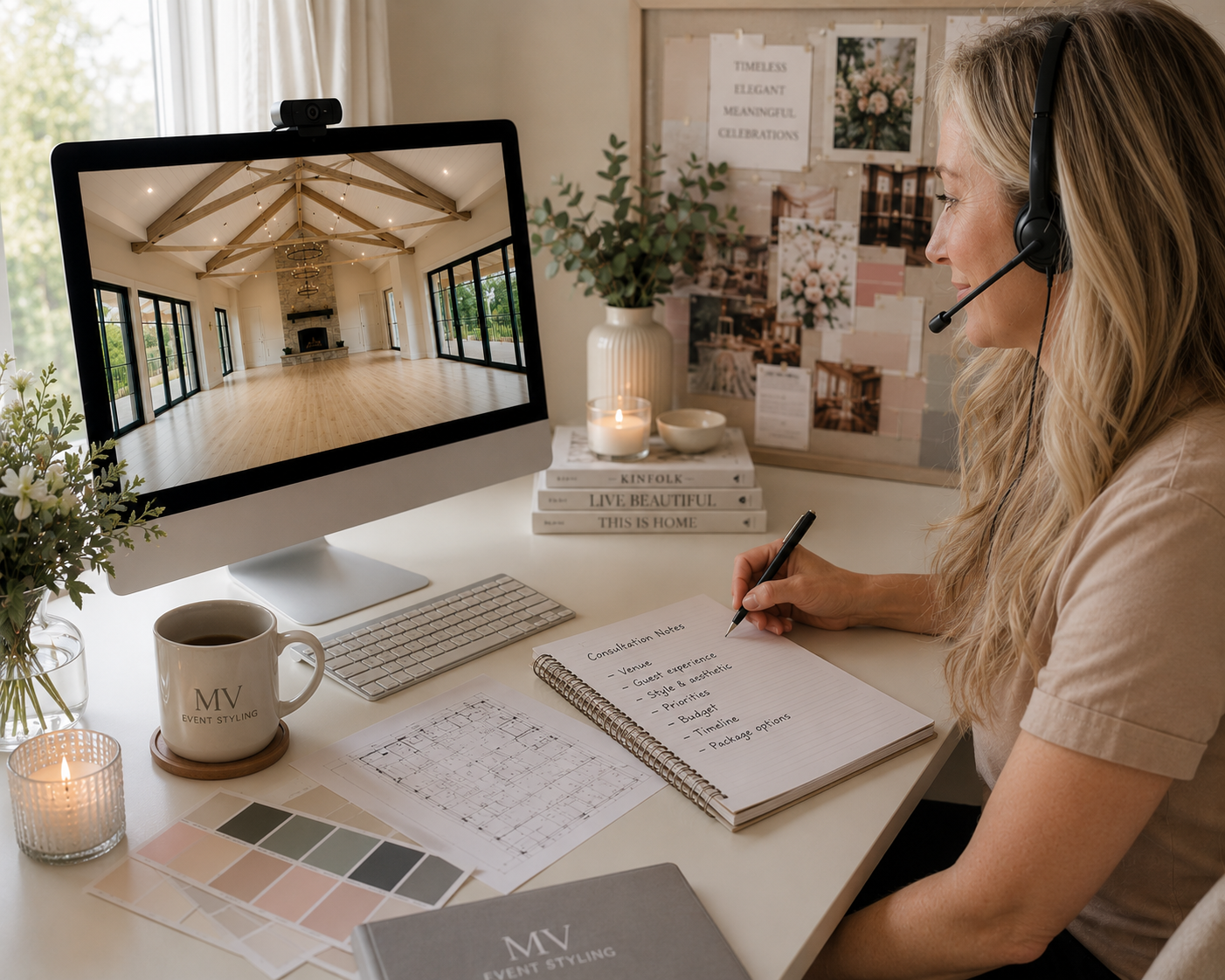 Remote event stylist consultation for planning a celebration online
